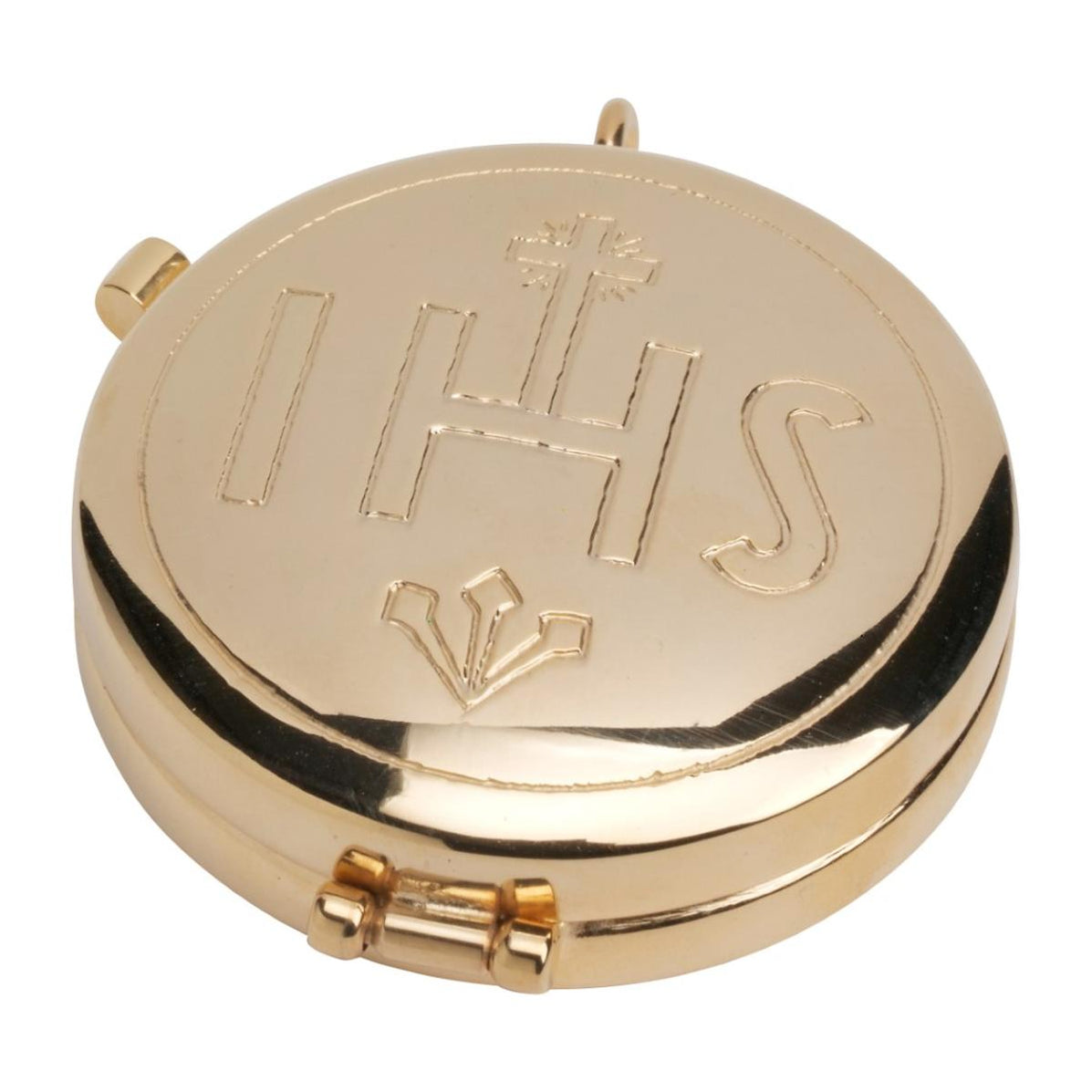 Gold Plated Pyx, I.H.S. Engraved Lid Design, Holds 10 Peoples Communion ...
