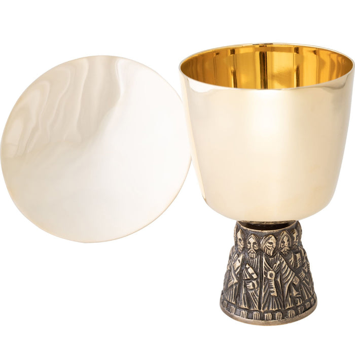 Chalice and Paten - The 12 Apostles - Gold Plated - Size 15.5cm / 6 Inches High, Chalice holds 400ml