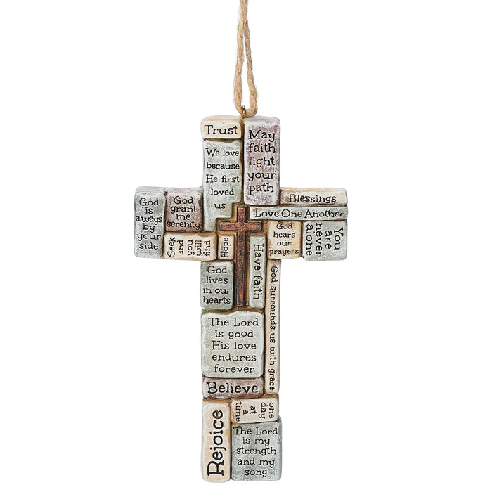 Prayer Crossword Cross - With Cord  10cm / 4  Inches High