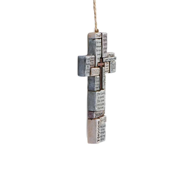 Prayer Crossword Cross - With Cord  10cm / 4  Inches High