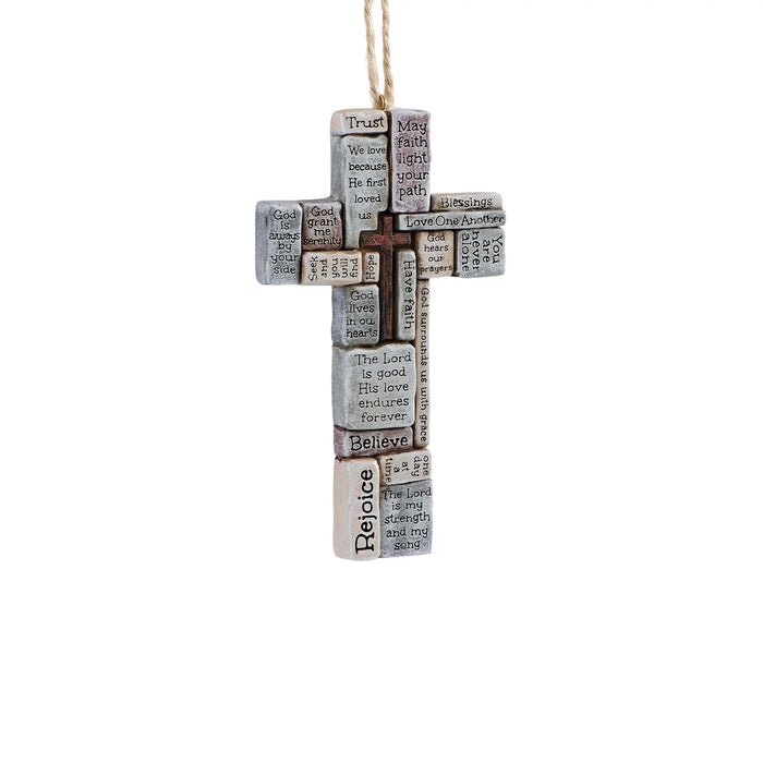 Prayer Crossword Cross - With Cord  10cm / 4  Inches High