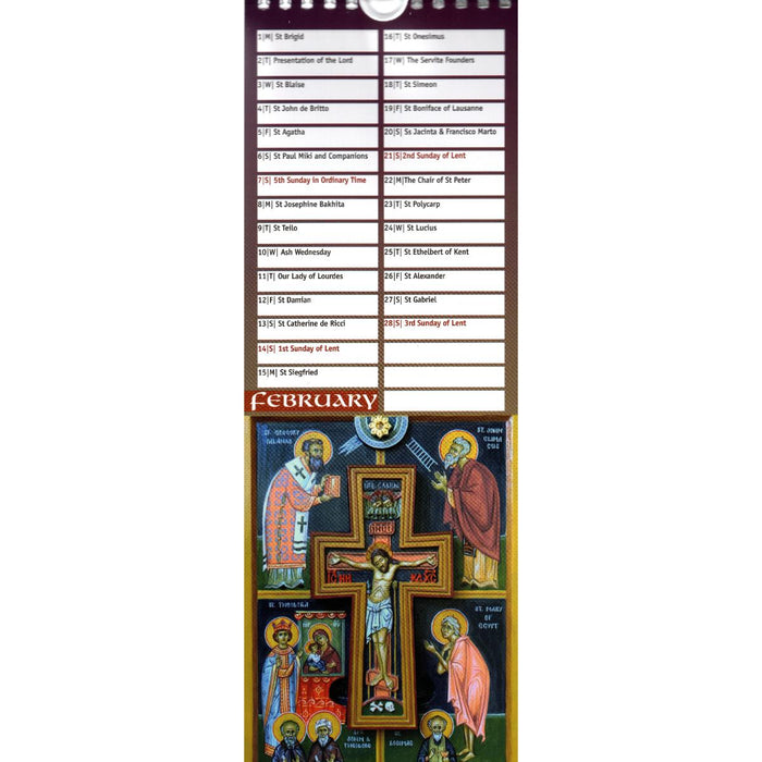 Icon and Word Wall Calendar 2027 - Words of Wisdom on the reverse of each Icon - Size 30cm x 10.8cm