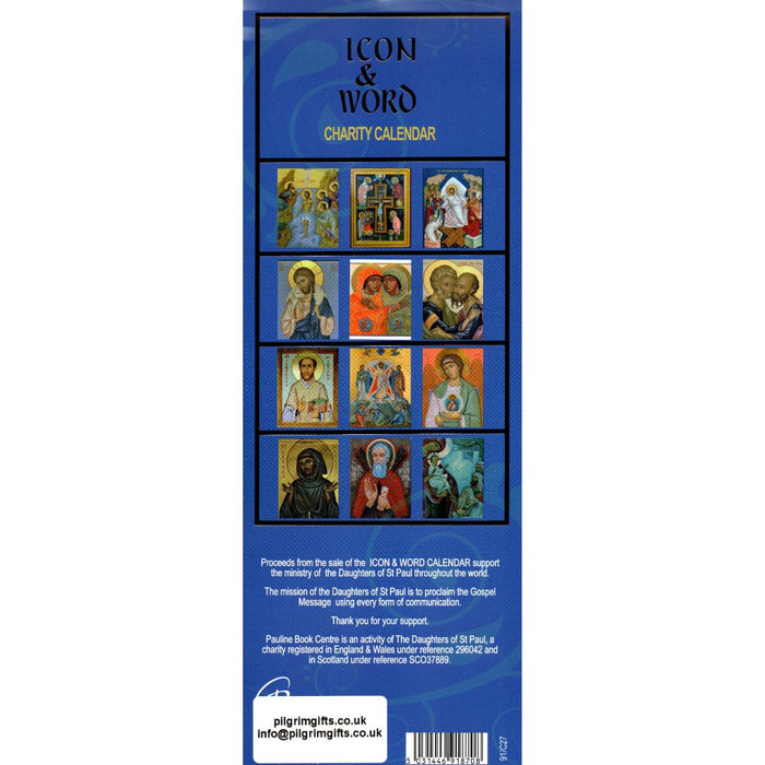 Icon and Word Wall Calendar 2027 - Words of Wisdom on the reverse of each Icon - Size 30cm x 10.8cm