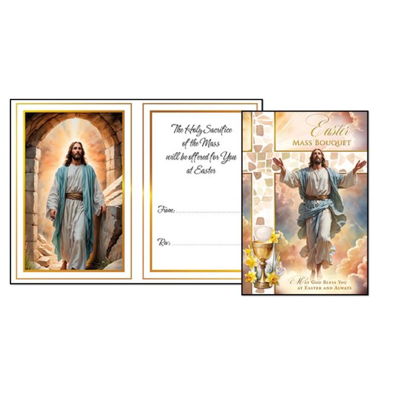 Easter Mass Bouquet Risen Christ Greeting Card - May God Bless You At ...