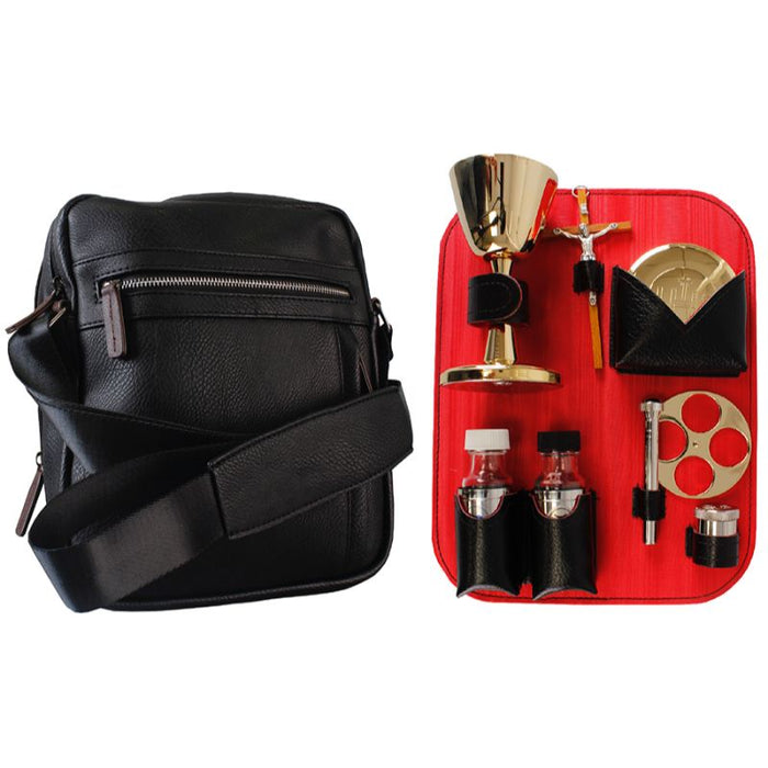 Travelling Mass Kit in a Black Leather Zip Case - 30cm / 12 Inches High