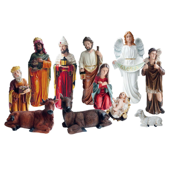 Nativity Crib Figures 81cm / 32 Inches High, Set of 11 Hand Painted Fibreglass Resin Figures