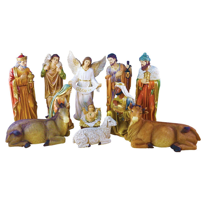 Nativity Crib Figures 99cm / 39 Inches High, Set of 11 Hand Painted Fibreglass Resin Figures