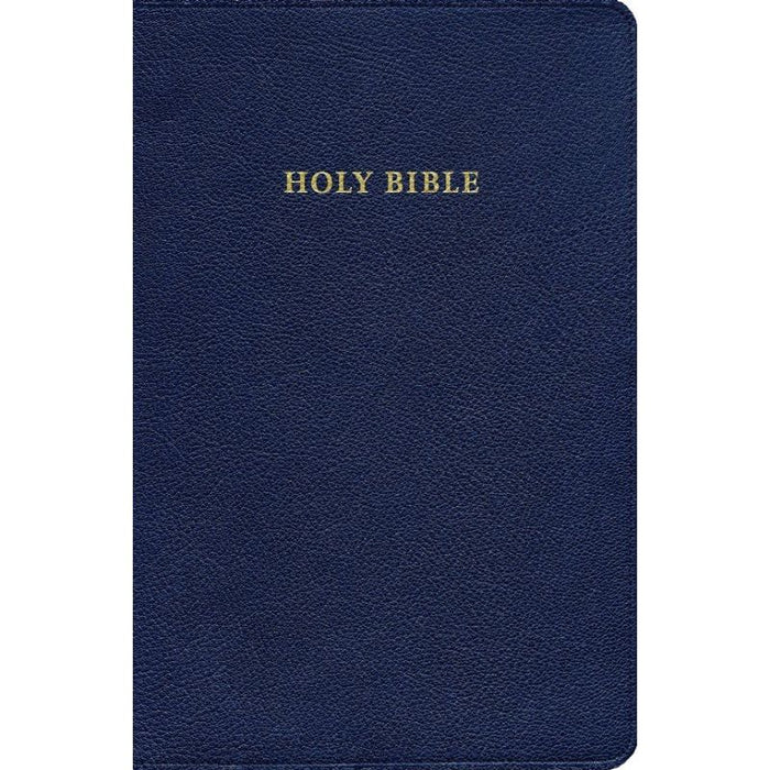 KJV Topaz Reference Edition, Words Of Christ In Red - Dark Blue Goatskin Leather - KJ676:XRL