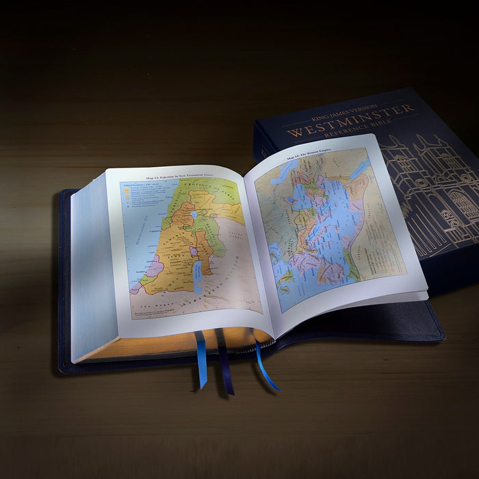 KJV Westminster Reference Bible, Dark Blue Goatskin Leather - KJ556:XE, by Cambridge Bibles