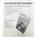 Advertisement for ESV Crystal New Testament with product details on a white background