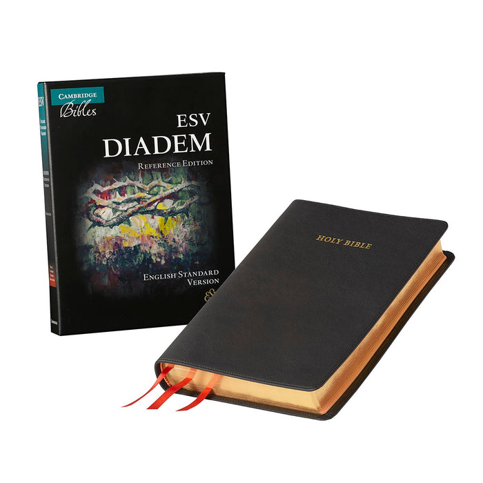 ESV Diadem Reference Edition Black Calfskin Leather, Red-letter Text, ES545:XRL