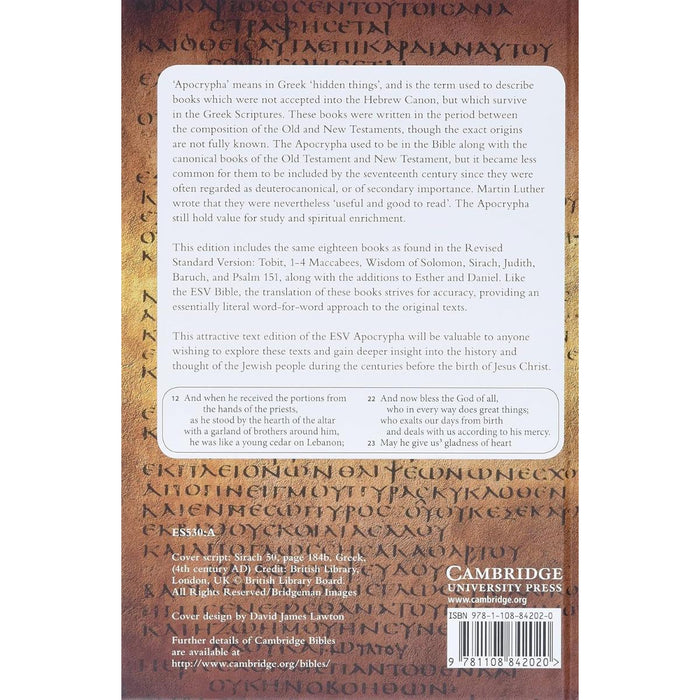 Apocrypha, English Standard Version (ESV) Hardback Edition, by Cambridge Bibles