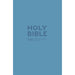 A blue Holy Bible cover with the title 'HOLY BIBLE' and 'NIV | NEW INTERNATIONAL VERSION' printed in a darker blue font.