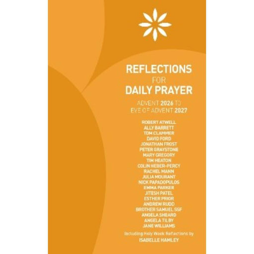 Book cover of 'Reflections for Daily Prayer' with a list of contributors on an orange background