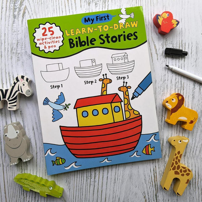 My First Learn to Draw Bible Stories - 28 Wipe Clean Activities and Pen, Spiral Bound