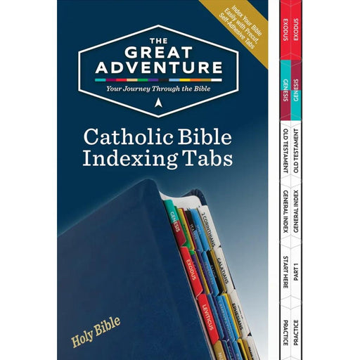 Catholic Bible indexing tabs packaging with tabs displayed on the side
