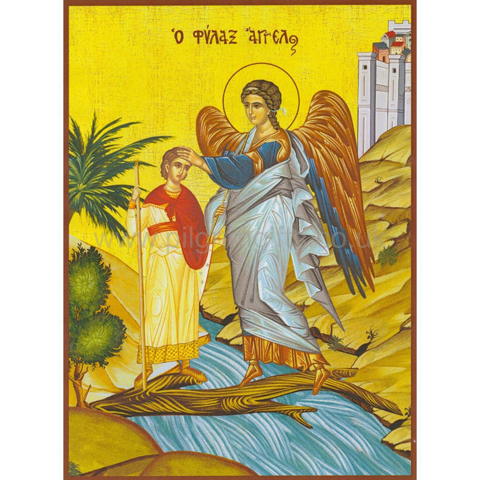 Archangel Raphael and Tobias - Mounted Icon Print - Size 20cm x 26cm
