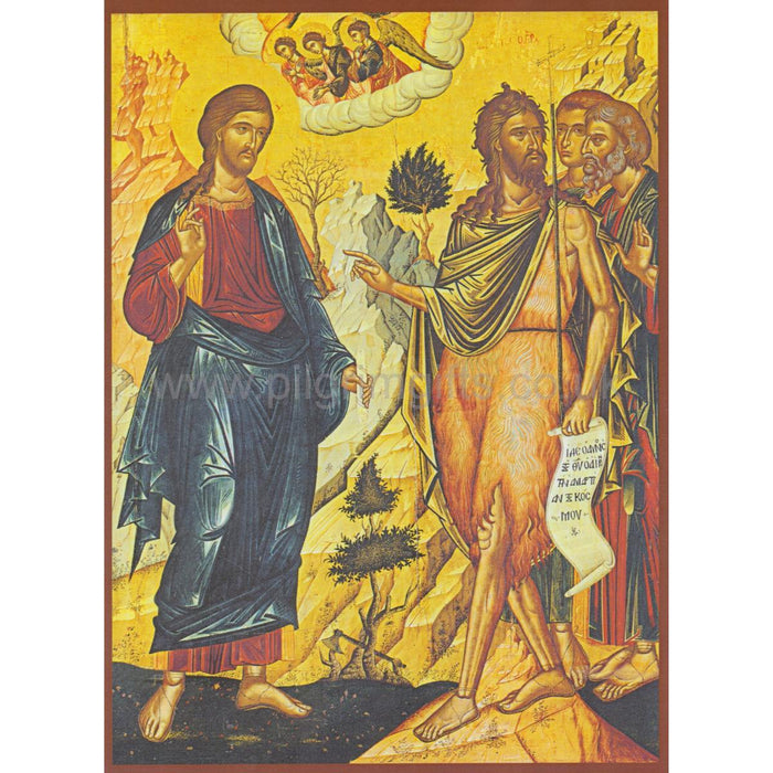Jesus and John the Baptist, Mounted Icon Print - Size 20cm x 26cm