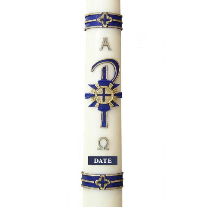 2 1/4 Inch Diameter Paschal Candle, 36 Inches High - With Attached Wax Relief - Available In 8 Designs
