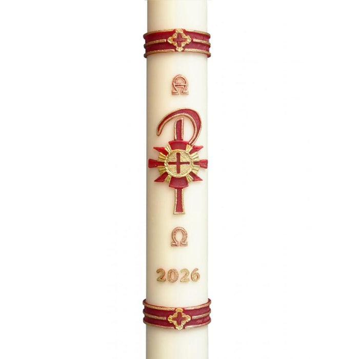 2 1/4 Inch Diameter Paschal Candle, 36 Inches High - With Attached Wax Relief - Available In 8 Designs