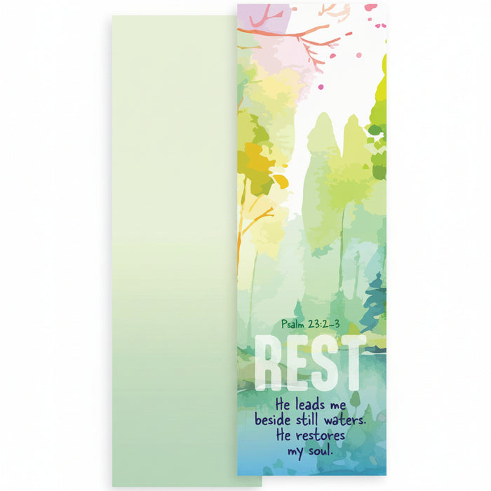Rest - Double Sided Bookmark With Bible Verse