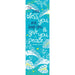 A vertical decorative sign or print featuring the Bible verse 'The Lord bless you and keep you, and give you peace Numbers 6:24-26' in white script over a bright turquoise background with tropical leaf illustrations and small yellow floral accents.