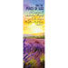 A tall, narrow decorative print or bookmark featuring a watercolor lavender field at sunset with the Bible verse Philippians 4:7: 'AND THE PEACE OF GOD which surpasses all understanding, will guard your hearts and your thoughts in Christ Jesus.'.