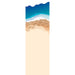 Footprints prayer. A minimalist beach scene illustration with blue ocean waves, white foam, tan shoreline, and a large blank beige area below, likely a decorative print or design template.