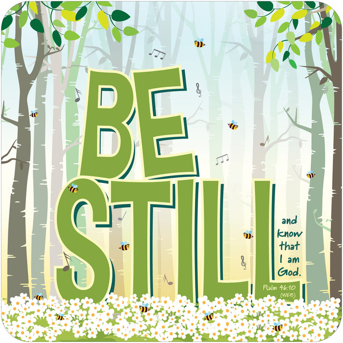 Be Still And Know That I Am God, Coaster With Bible Verse - Size 9.5cm / 3.75 Inches Square