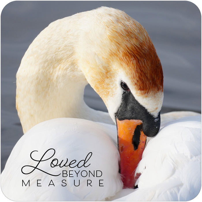 Loved Beyond Measure, Coaster With Bible Verse - Size 9.5cm / 3.75 Inches Square
