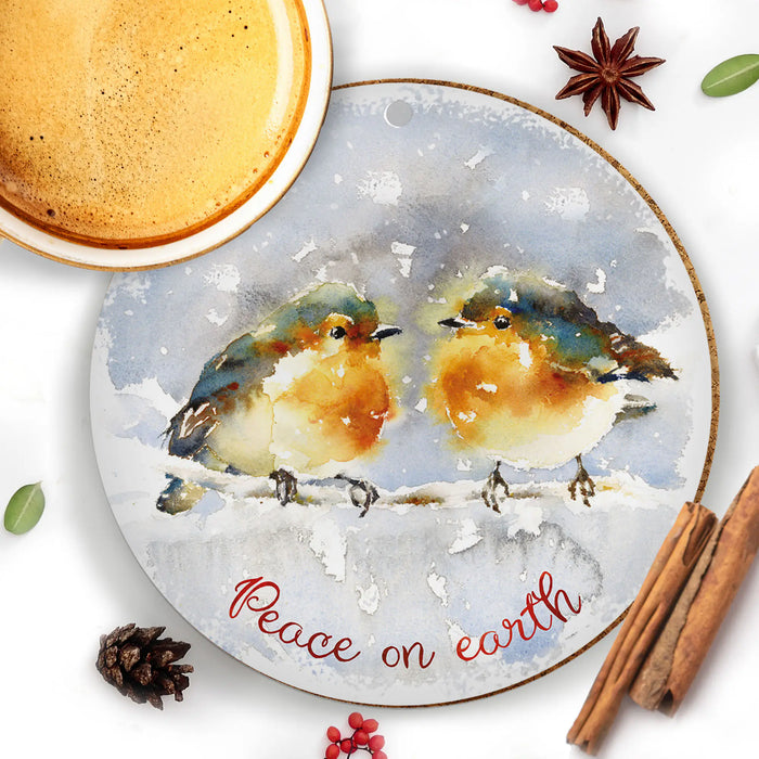 Peace On Earth - Ceramic Christmas Decoration 10cm / 4 Inches Diameter