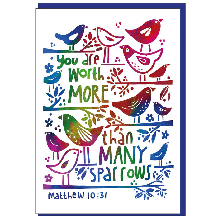 You Are Worth More, Greetings Card With Bible Verse Matthew 10:31