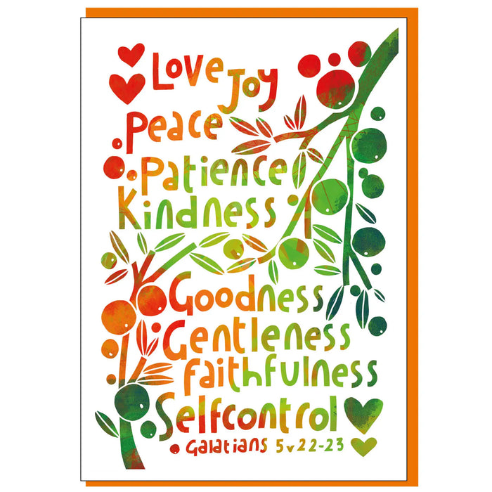 Fruits Of The Spirit, Greetings Card With Bible Verse Galatians 5: 22-23