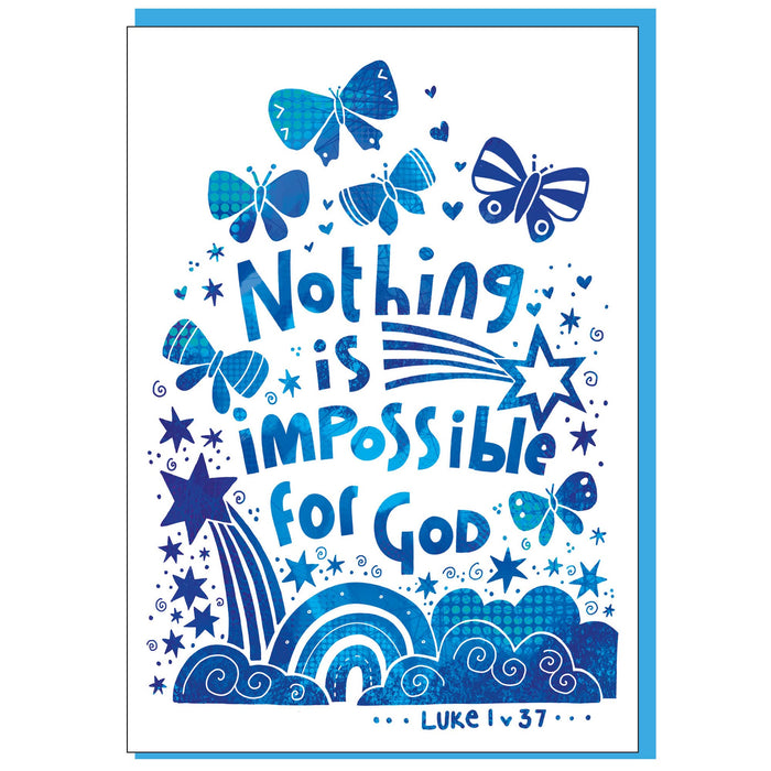 Nothing Is Impossible For God, Greetings Card With Bible Verse Luke 1:37