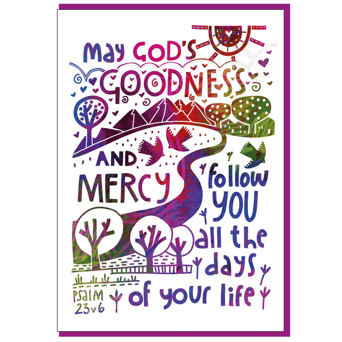 God's Goodness, Greetings Card With Bible Verse Psalm 23:6