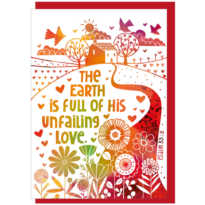 Unfailing Love, Greetings Card With Bible Verse Psalm 33:5