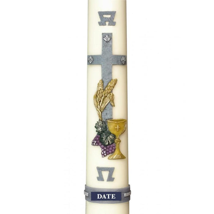 2 1/4 Inch Diameter Paschal Candle, 36 Inches High - With Attached Wax Relief - Available In 8 Designs