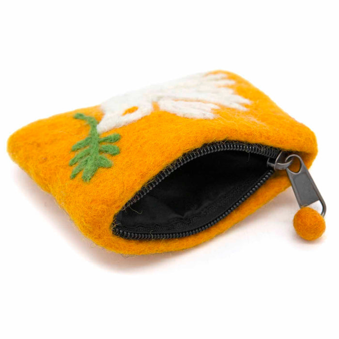 Dove Of Peace Felt Purse, Handmade In Nepal - Size 12cm Wide