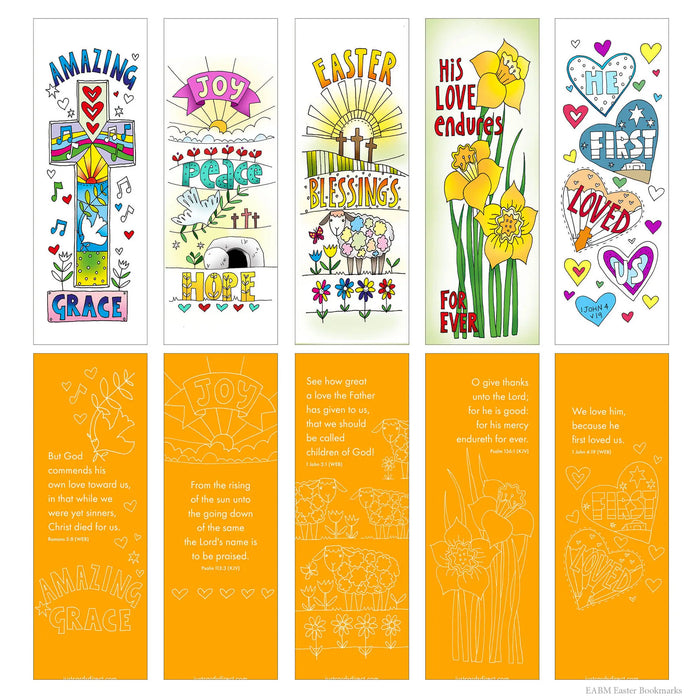 10 Easter Colouring Bookmarks With Bible Verses On The Reverse, by Jacqui Grace