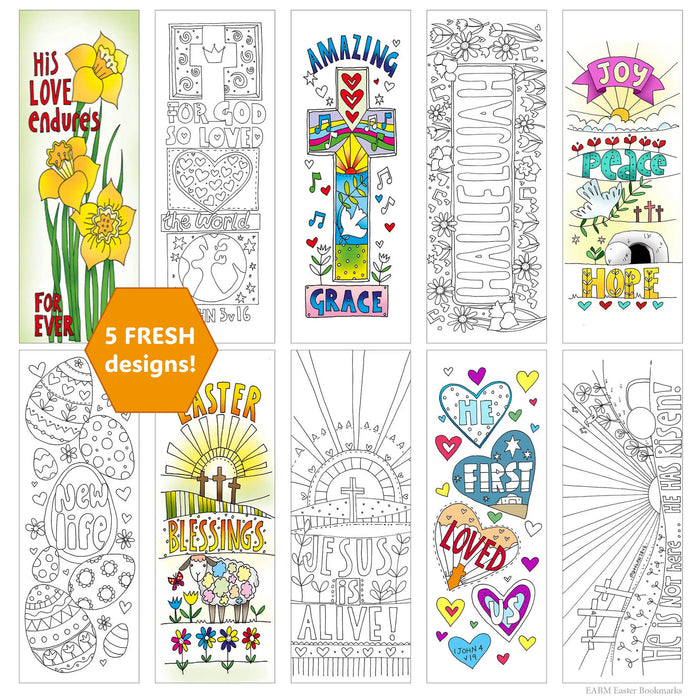 10 Easter Colouring Bookmarks With Bible Verses On The Reverse, by Jacqui Grace