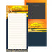 Notepad with motivational quote and magnet on a white background