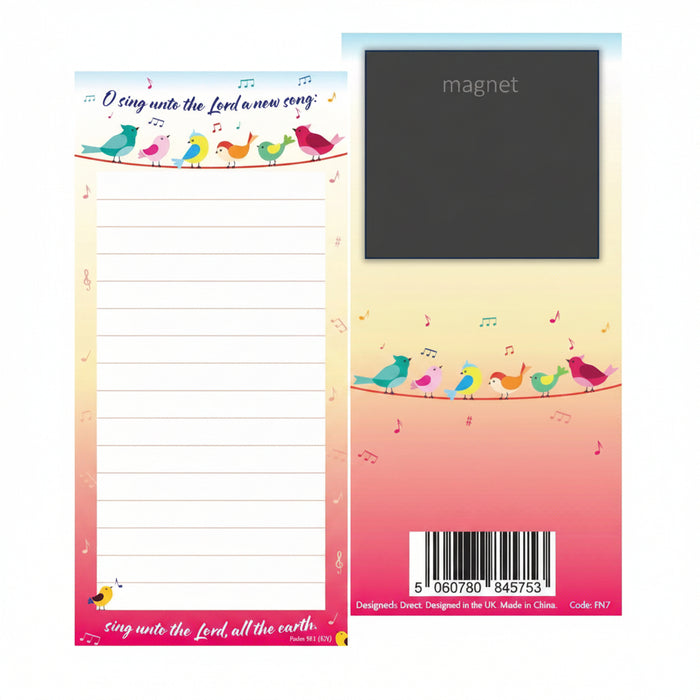 Sing Unto The Lord - Fridge Notepad With 50 Pages - Bible Verse Printed On Each Page