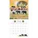 A wall calendar page featuring a safari illustration with three elephants, trees, and a warm sunset sky on the top half, and a June calendar grid on the bottom half with small elephant illustrations.