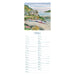 A printed calendar page showing an illustrated coastal scene at the top and a March schedule grid below, photographed on a plain white background.