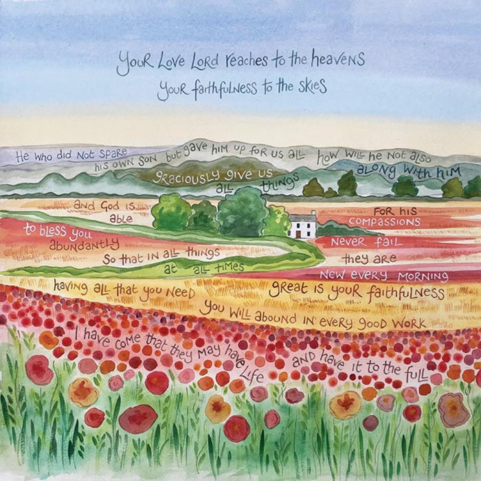 Abundant Blessings - Greeting Card With Bible Verses - Original Artwork by Hannah Dunnett