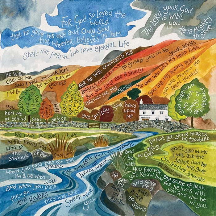 For God So Loved The World - Greeting Card With Bible Verses - Original Artwork by Hannah Dunnett