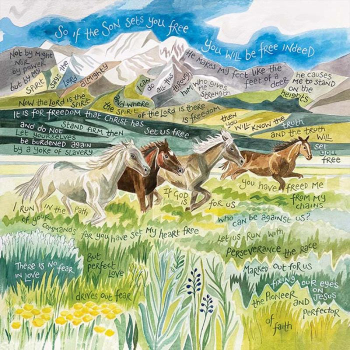 Freedom - Greeting Card With Bible Verses - Original Artwork by Hannah Dunnett