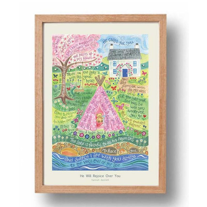 He Will Rejoice Over You - A3 Sized Unframed Poster Print, Original Artwork by Hannah Dunnett