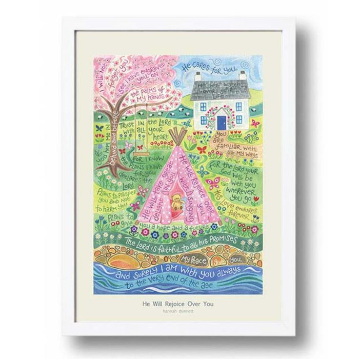 He Will Rejoice Over You - A3 Sized Unframed Poster Print, Original Artwork by Hannah Dunnett