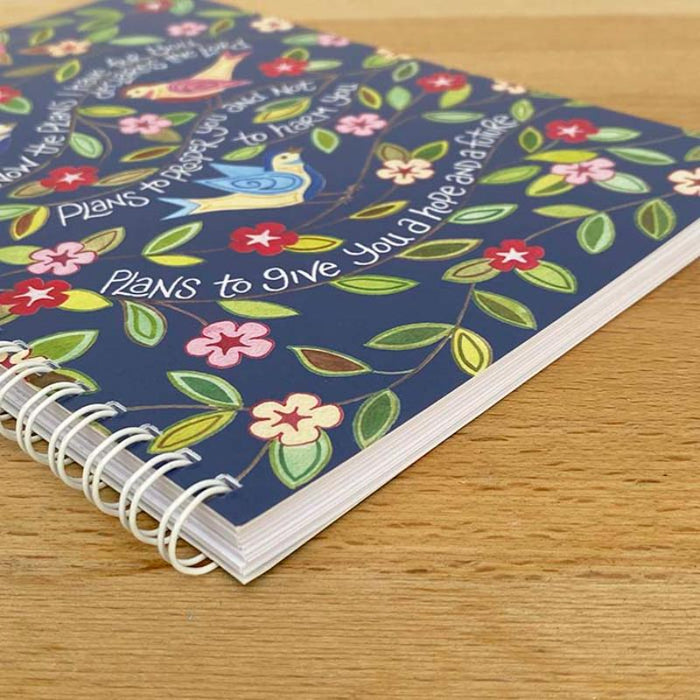 Hope and a Future - Notebook With Bible Verses On Front and Back Covers - 120 Plain Pages, A5 Spiral Bound
